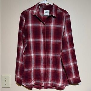 JACHS Girlfriend Burgundy Plaid Button-Down Shirt
